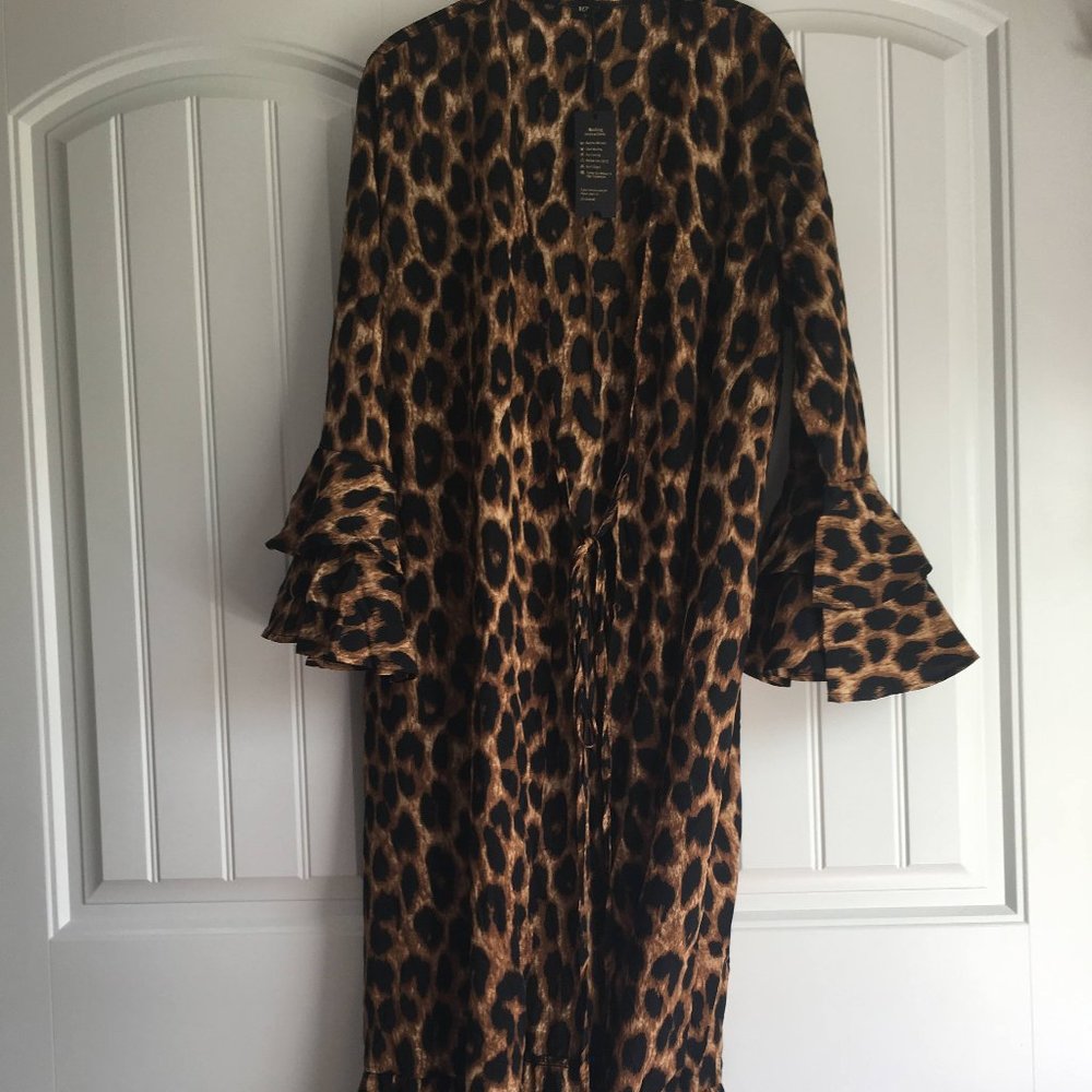 Leopard Print Maxi Duster - Cover up
